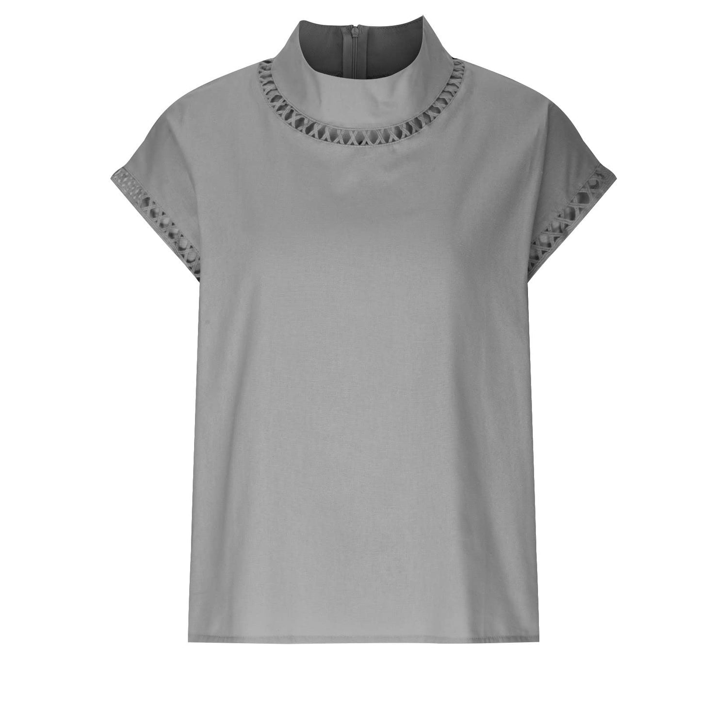 Summer Outfits for Women 2024 Cotton Linen Tops for Women 2024 Casual Cap Sleeve Summer Shirts Loose High Neck Tshirt Dressy Casual Blouses Womens Summer Blouses 2024 Gray M