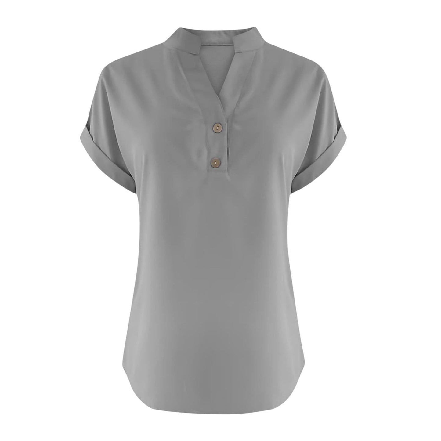 Big Spring Deals Summer Tops for Women 2025 Trendy Short Sleeve Cotton Linen Shirt Casual Button v Neck Tunic Blouses Outfits White Travel Shirts for Women M