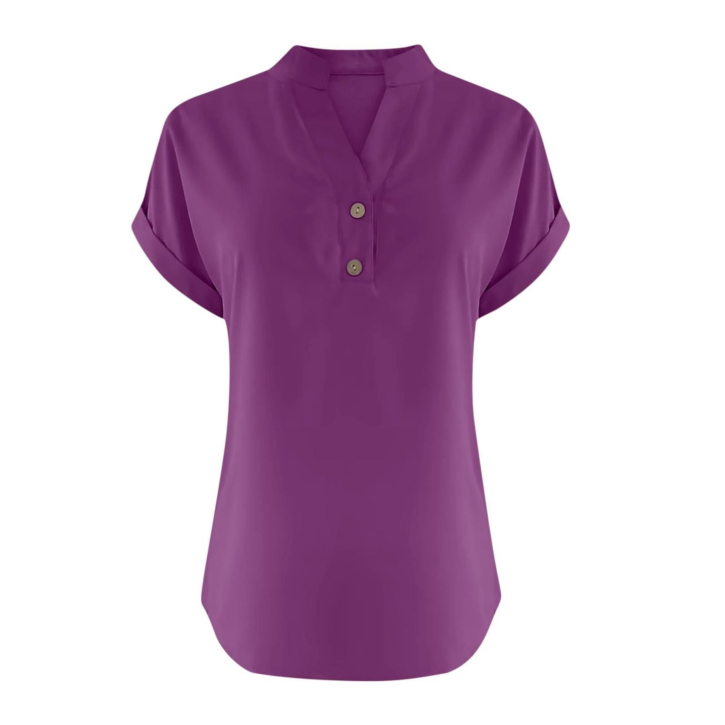 Big Spring Deals Summer Tops for Women 2025 Trendy Short Sleeve Cotton Linen Shirt Casual Button v Neck Tunic Blouses Outfits White Travel Shirts for Women M