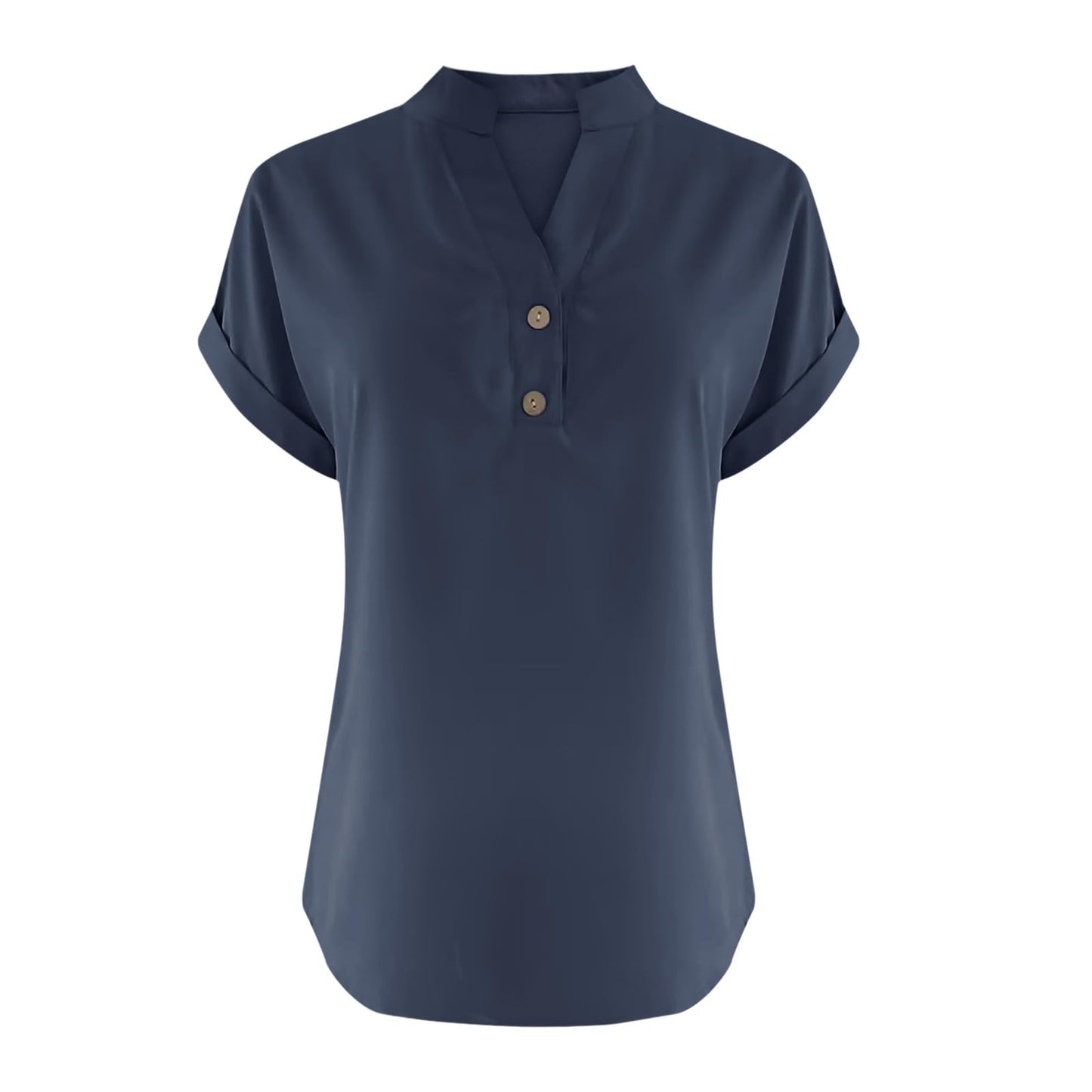 Big Spring Deals Summer Tops for Women 2025 Trendy Short Sleeve Cotton Linen Shirt Casual Button v Neck Tunic Blouses Outfits White Travel Shirts for Women M