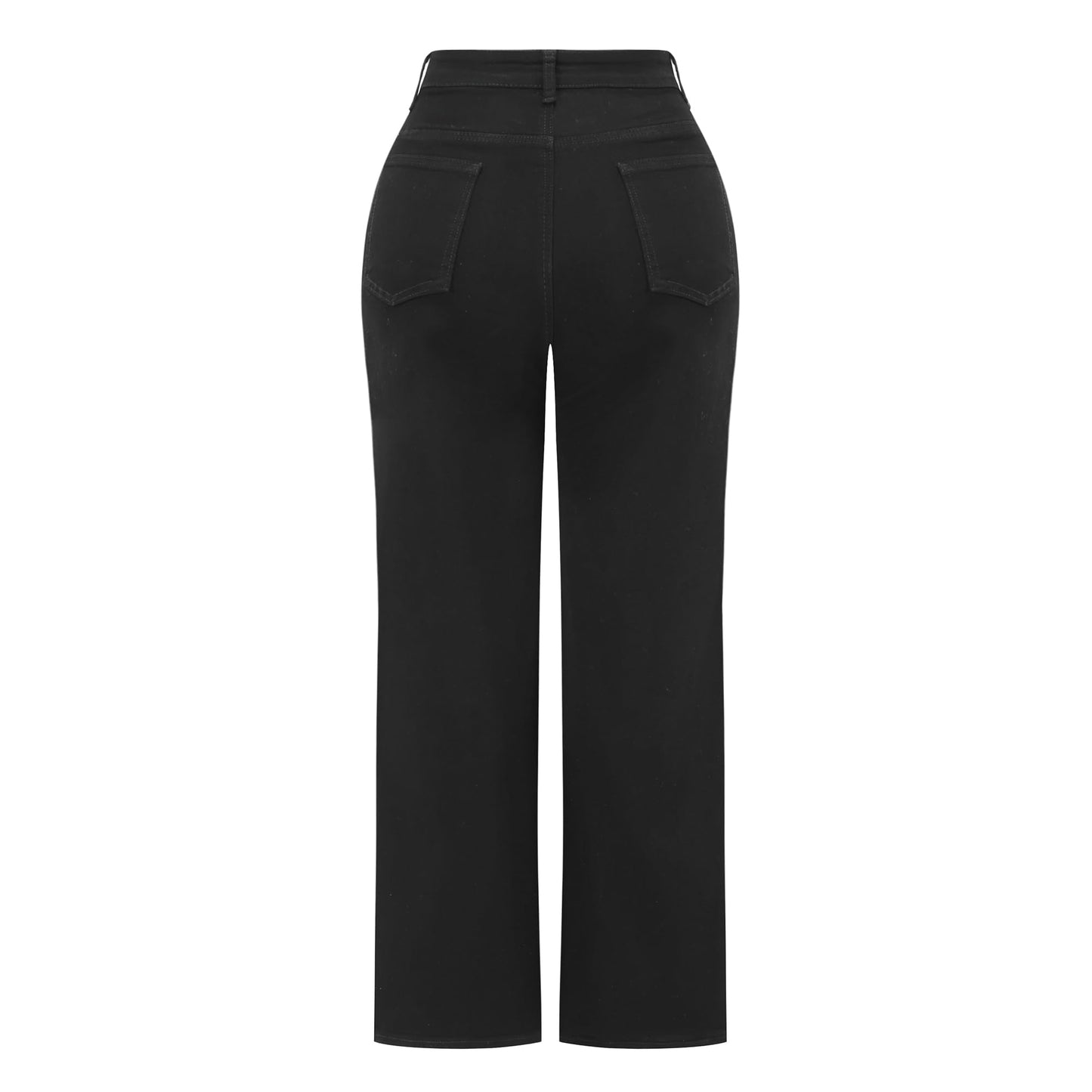 THUNDER STAR Womens High Waisted Wide Leg Jeans Stretchy Distressed Denim Pants Light Blue XXL