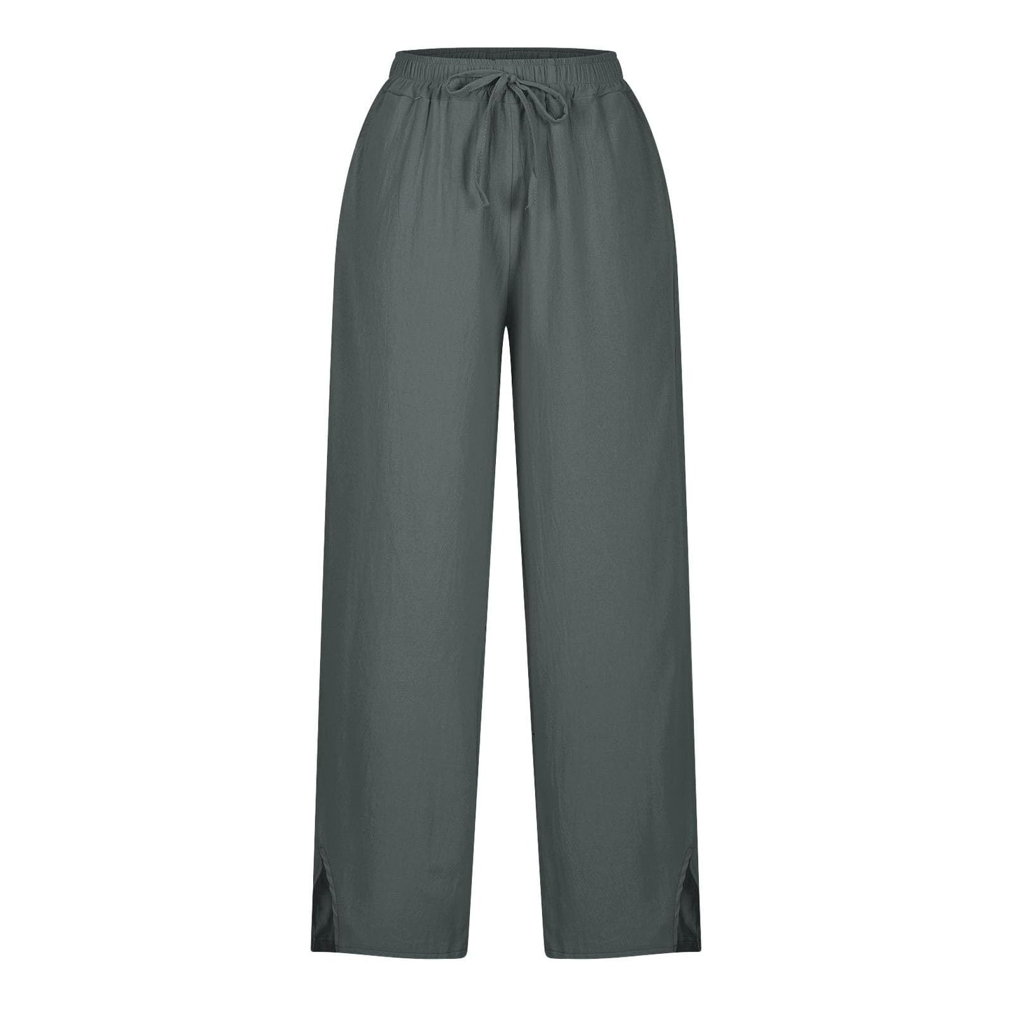 Womens Summer Pants Lightweight Casual Cotton Linen Pants for Women 2025 Summer Gauze Drawstring High Waisted Wide Leg Trousers Beach Vacation Clothes White XL