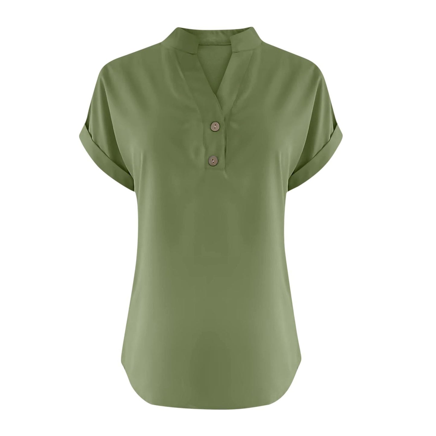Big Spring Deals Summer Tops for Women 2025 Trendy Short Sleeve Cotton Linen Shirt Casual Button v Neck Tunic Blouses Outfits White Travel Shirts for Women M