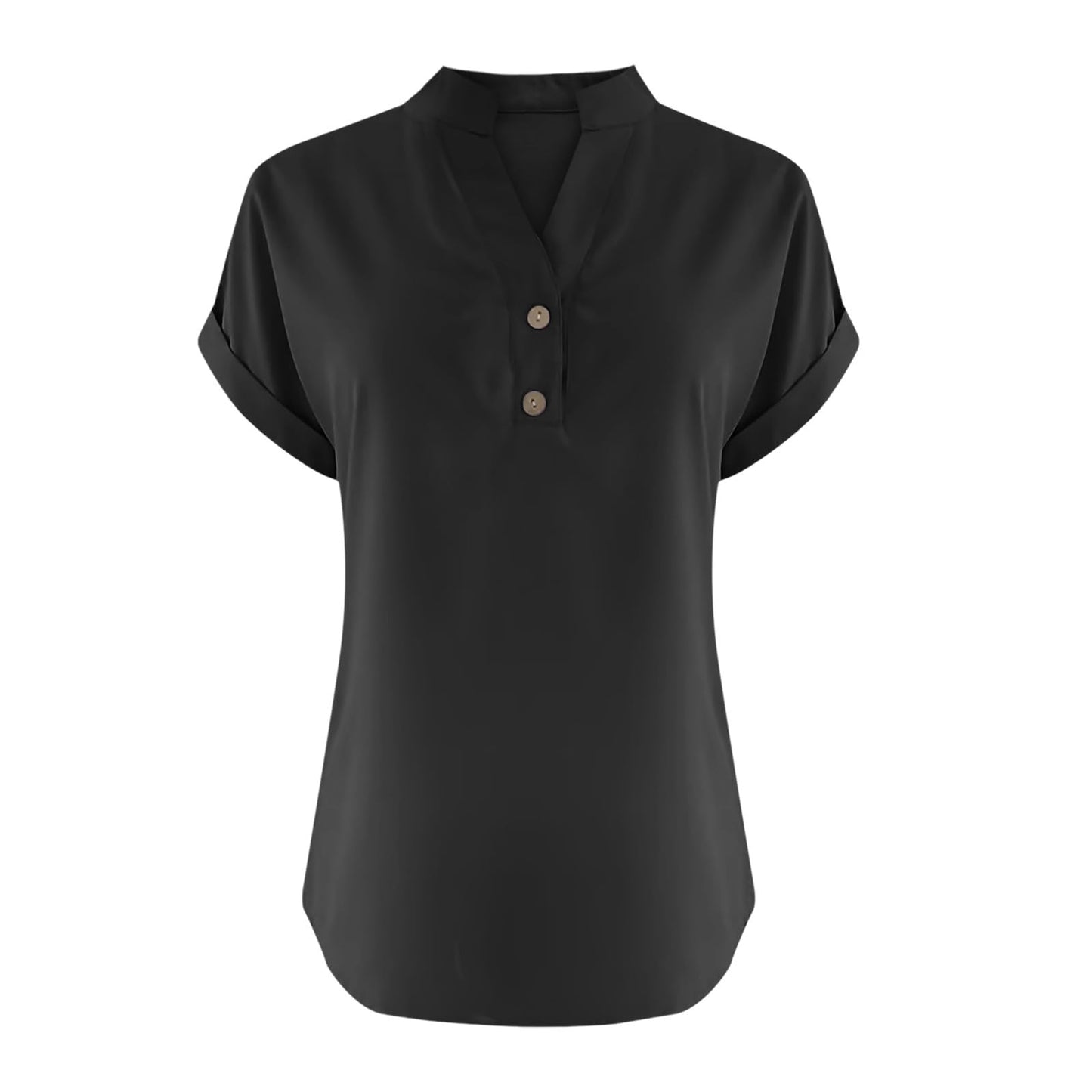 Big Spring Deals Summer Tops for Women 2025 Trendy Short Sleeve Cotton Linen Shirt Casual Button v Neck Tunic Blouses Outfits White Travel Shirts for Women M