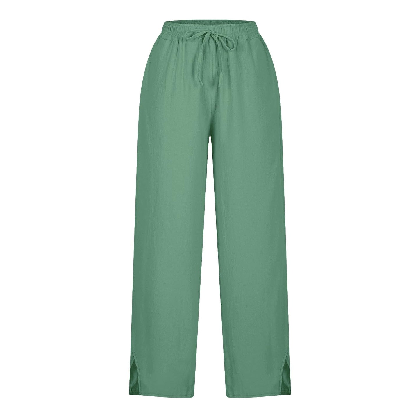 Womens Summer Pants Lightweight Casual Cotton Linen Pants for Women 2025 Summer Gauze Drawstring High Waisted Wide Leg Trousers Beach Vacation Clothes White XL