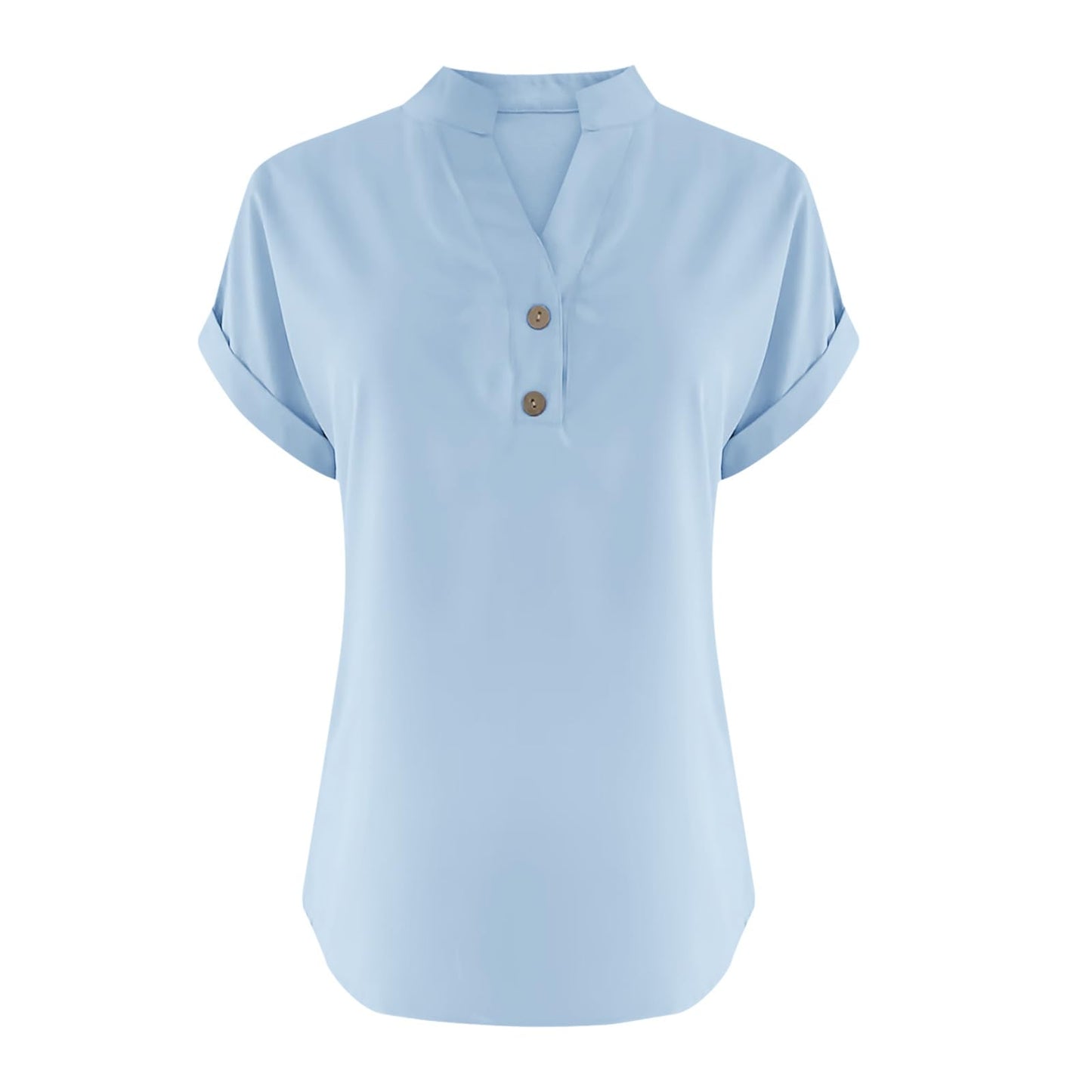 Big Spring Deals Summer Tops for Women 2025 Trendy Short Sleeve Cotton Linen Shirt Casual Button v Neck Tunic Blouses Outfits White Travel Shirts for Women M