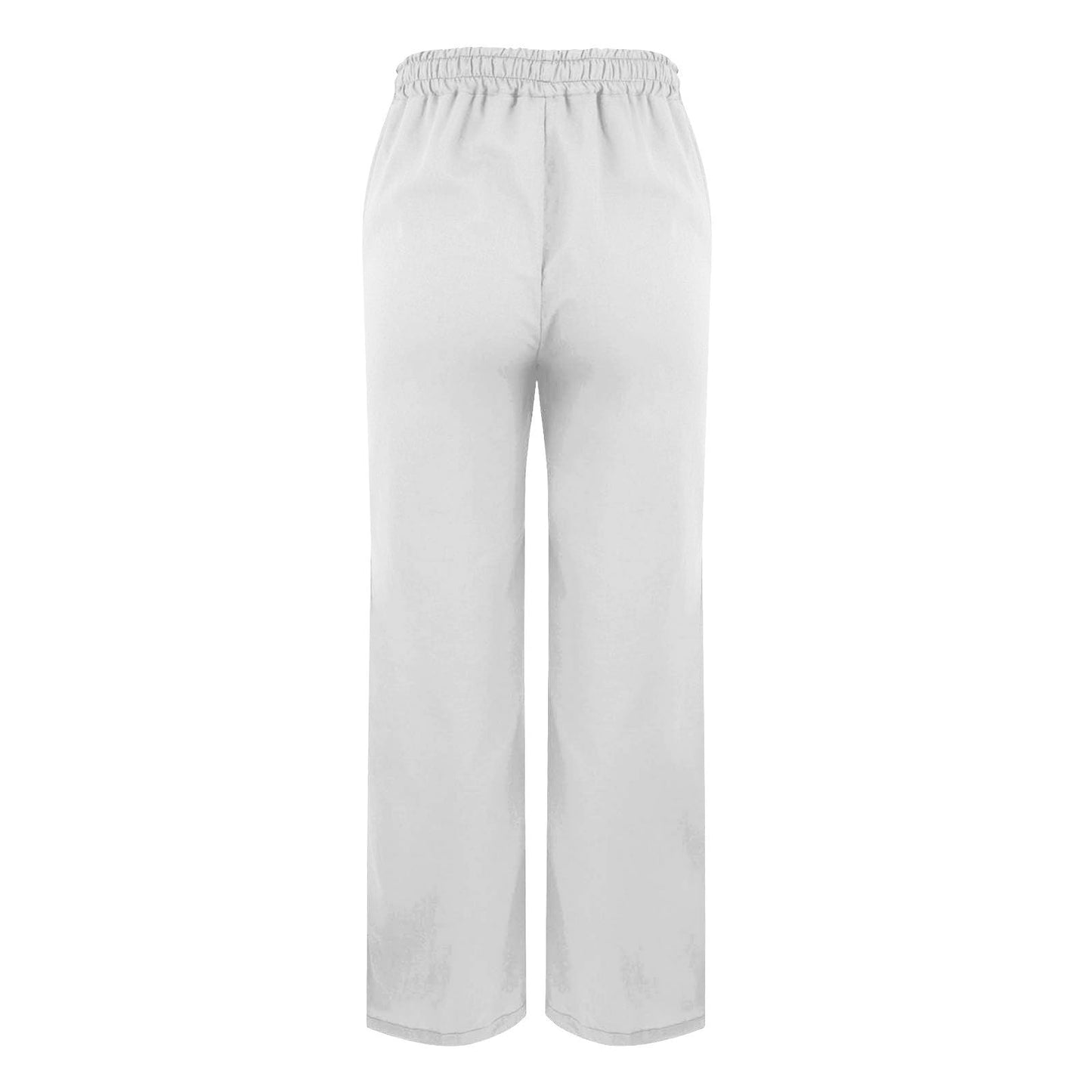 Womens Summer Pants Lightweight Casual Cotton Linen Pants for Women 2025 Summer Gauze Drawstring High Waisted Wide Leg Trousers Beach Vacation Clothes White XL