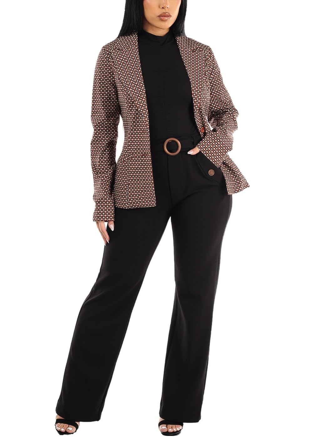 Moda Xpress Womens Juniors Super High Waist Checkered Black Skinny Pants 40087H