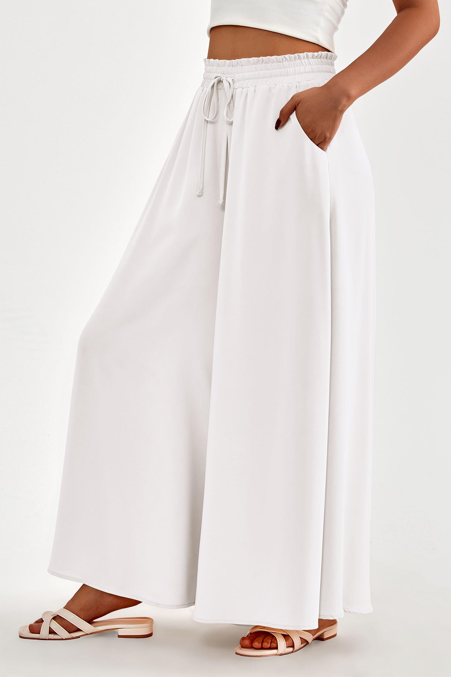 PRETTYGARDEN Women's 2025 Summer Wide Leg Palazzo Pants High Waisted Flowy Pockets Trendy Casual Lounge Boho Beach Trousers (Print Black,Small)
