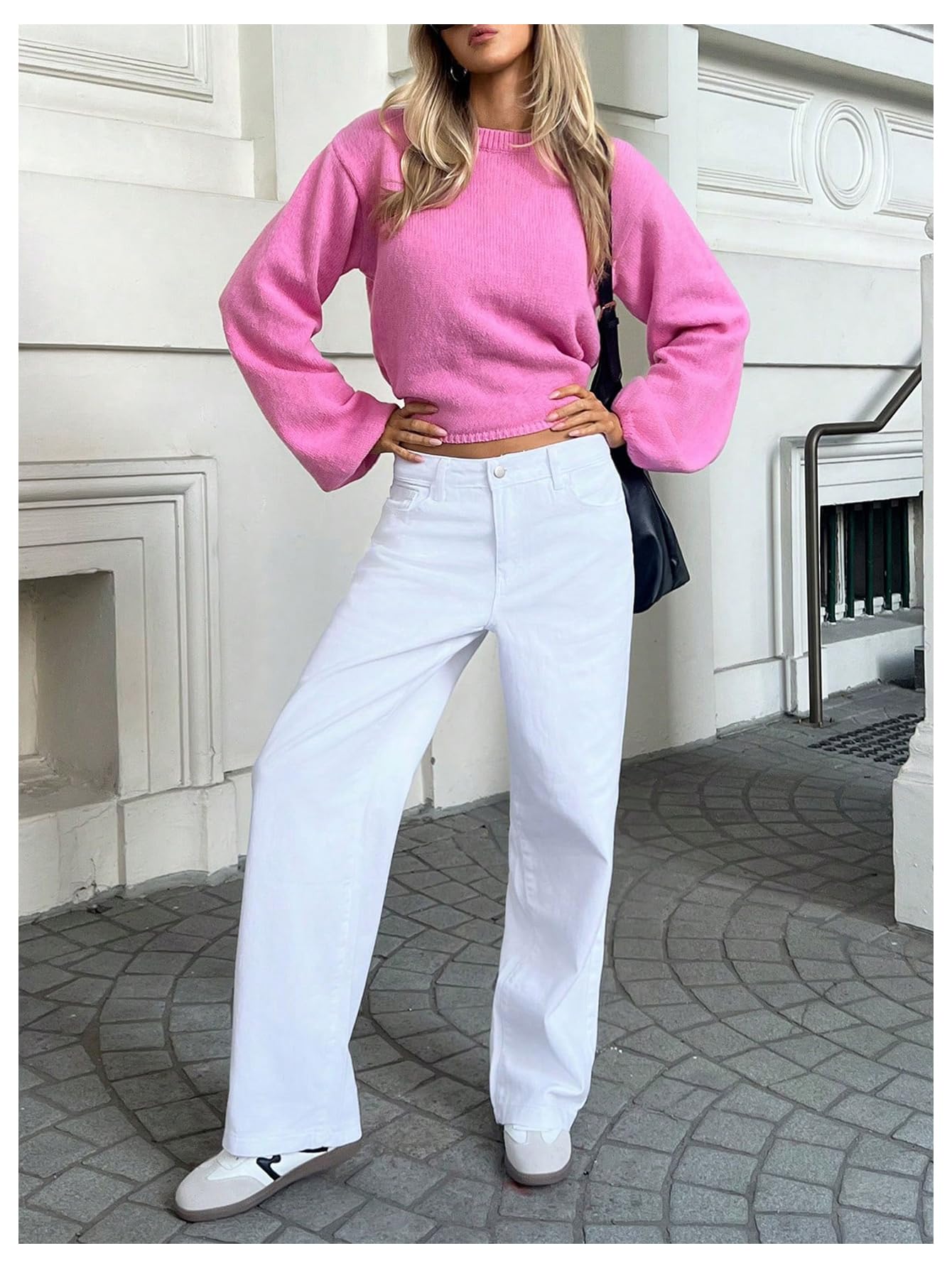 GORGLITTER Women's Bow Open Back Sweater Top Trendy Long Sleeve Backless Drop Shoulder Mock Neck Cable Knit Sweaters Beige Large