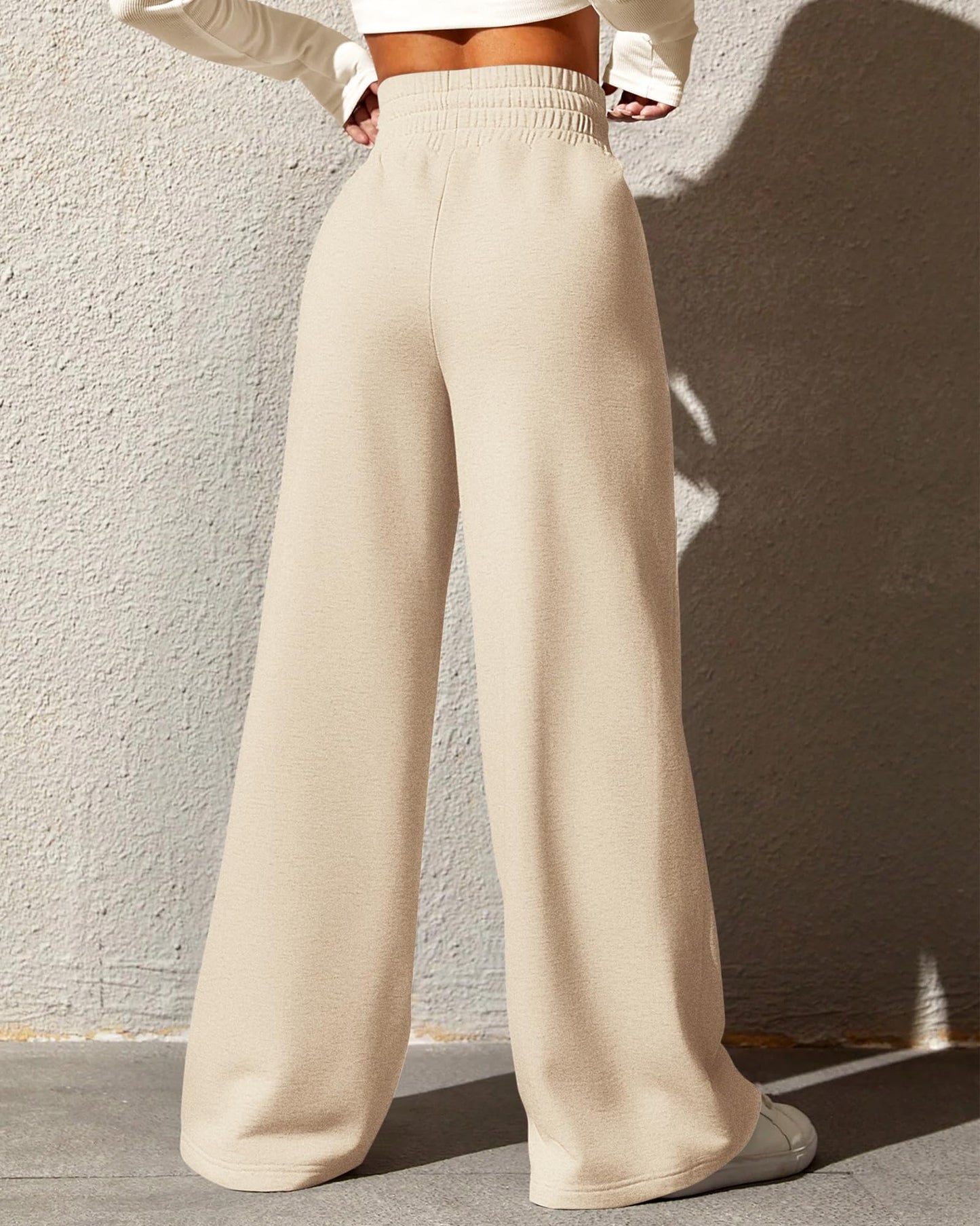 BTFBM Womens Wide Leg Sweatpants Casual Loose Solid Color Pants Comfy Lounge Joggers Baggy Sweatpants Pockets(Solid Brick Red,Small)
