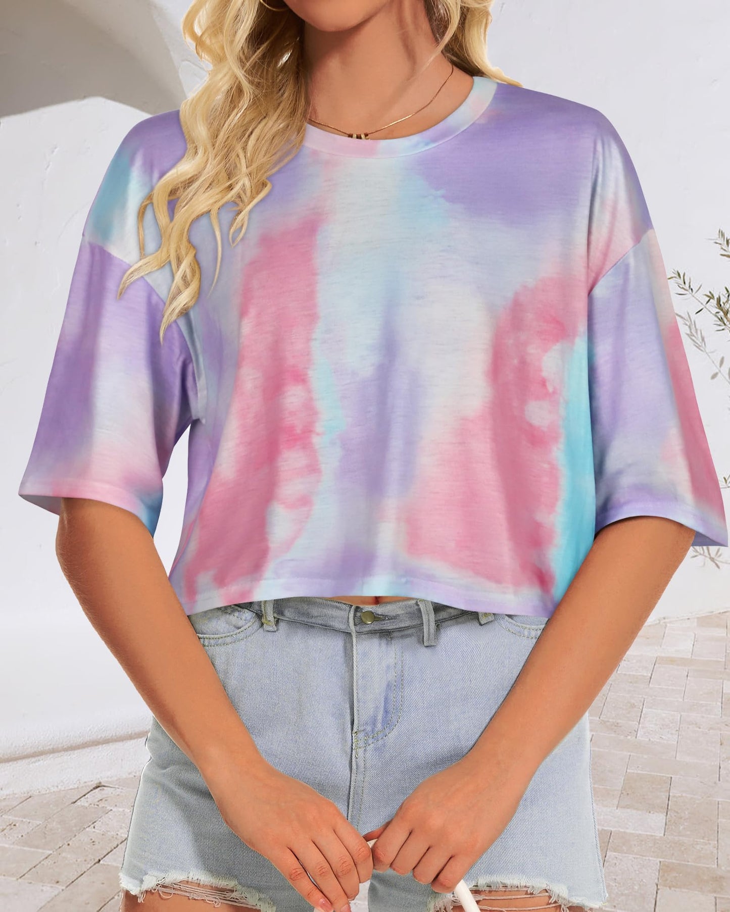 Summer Crop Tops for Womens Casual Half Sleeve Top Loose Fit Short Sleeve T Shirts Workout Oversized Tees(Black,M)