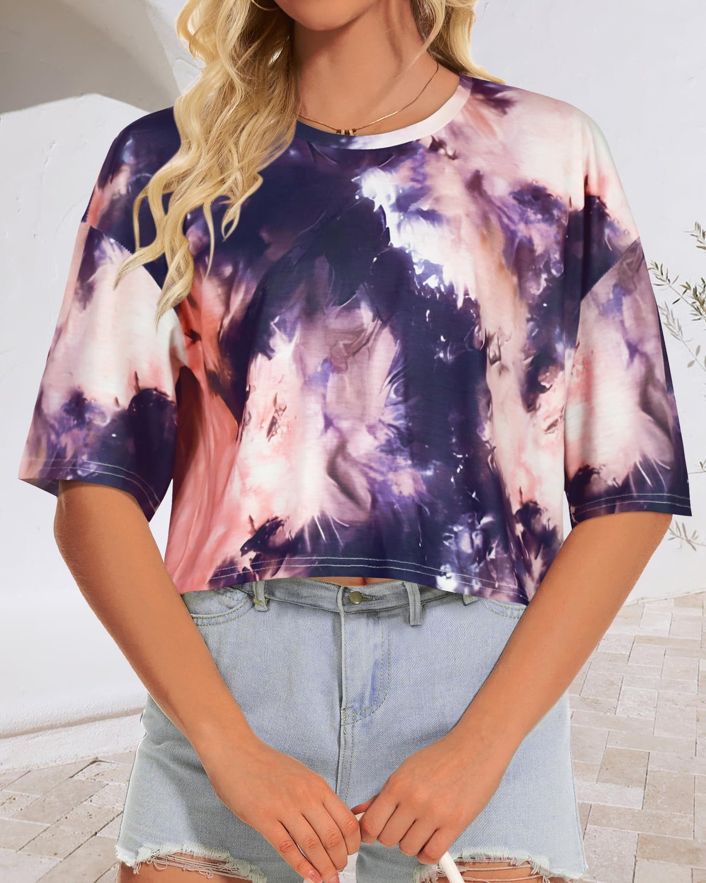 Summer Crop Tops for Womens Casual Half Sleeve Top Loose Fit Short Sleeve T Shirts Workout Oversized Tees(Black,M)