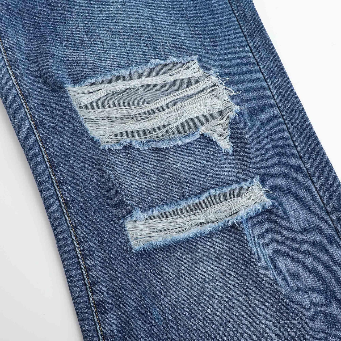 THUNDER STAR Womens High Waisted Wide Leg Jeans Stretchy Distressed Denim Pants Light Blue XXL