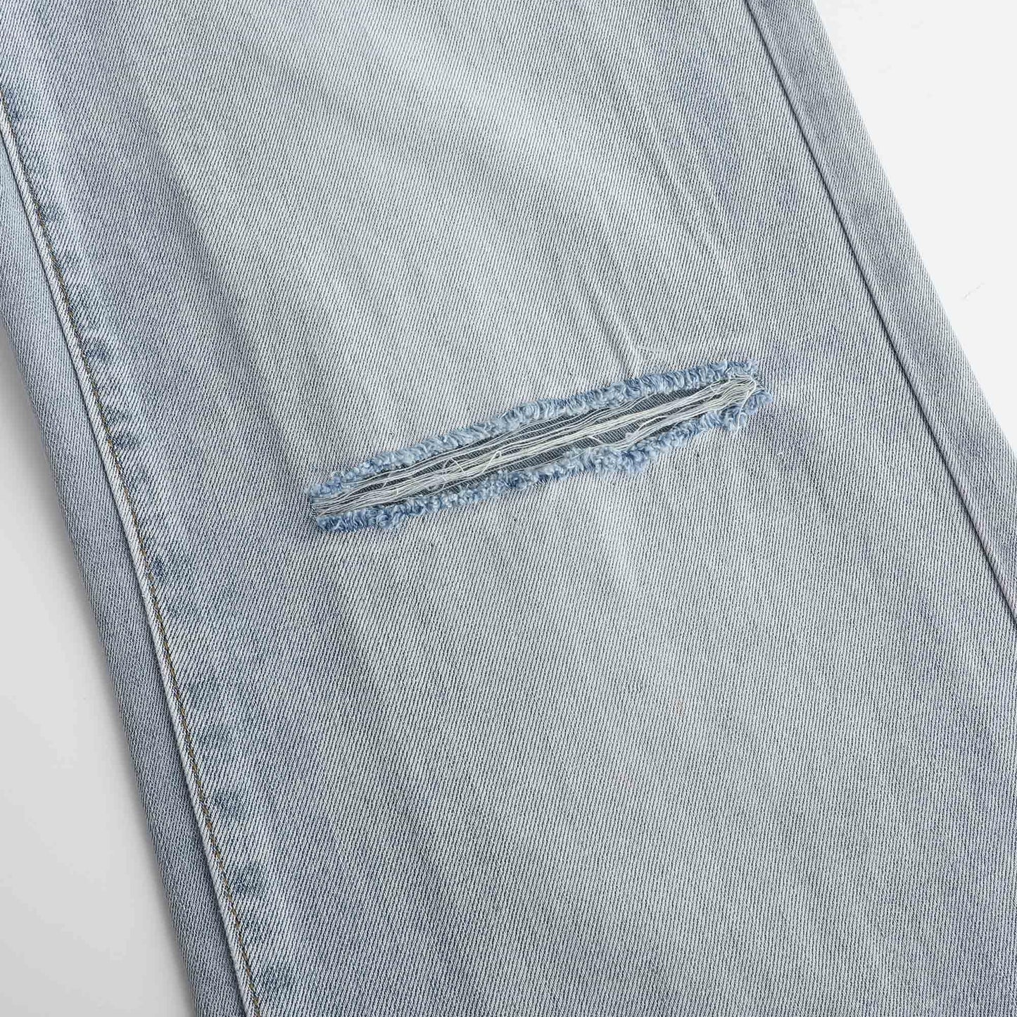 THUNDER STAR Womens High Waisted Wide Leg Jeans Stretchy Distressed Denim Pants Light Blue XXL