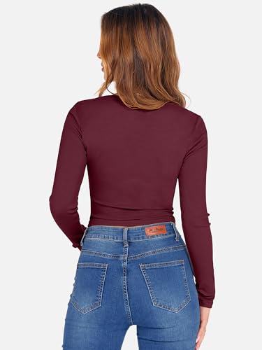 ANRABESS Women's Long Sleeve Crop Top Square Neck Ribbed Slim Fitted Shirts Casual Workout Basic Tees 2025 Fall Y2k Clothes Khaki Small
