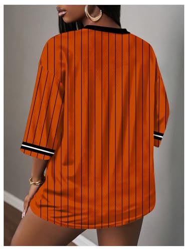 MakeMeChic Women's Jersey Shirts Number Graphic Oversized Y2K Tee Tops White Orange X-Small
