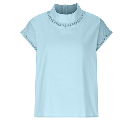 Summer Outfits for Women 2024 Cotton Linen Tops for Women 2024 Casual Cap Sleeve Summer Shirts Loose High Neck Tshirt Dressy Casual Blouses Womens Summer Blouses 2024 Gray M