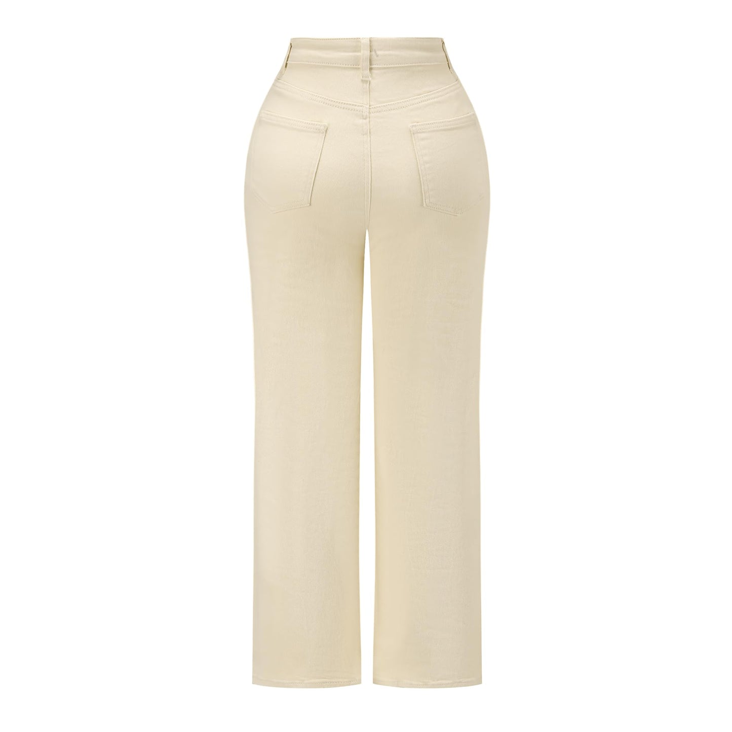 THUNDER STAR Womens High Waisted Wide Leg Jeans Stretchy Distressed Denim Pants Light Blue XXL