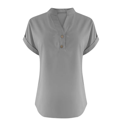 Big Spring Deals Summer Tops for Women 2025 Trendy Short Sleeve Cotton Linen Shirt Casual Button v Neck Tunic Blouses Outfits White Travel Shirts for Women M