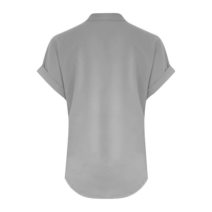 Big Spring Deals Summer Tops for Women 2025 Trendy Short Sleeve Cotton Linen Shirt Casual Button v Neck Tunic Blouses Outfits White Travel Shirts for Women M