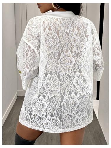 MakeMeChic Women's Jersey Shirts Number Graphic Oversized Y2K Tee Tops White Orange X-Small