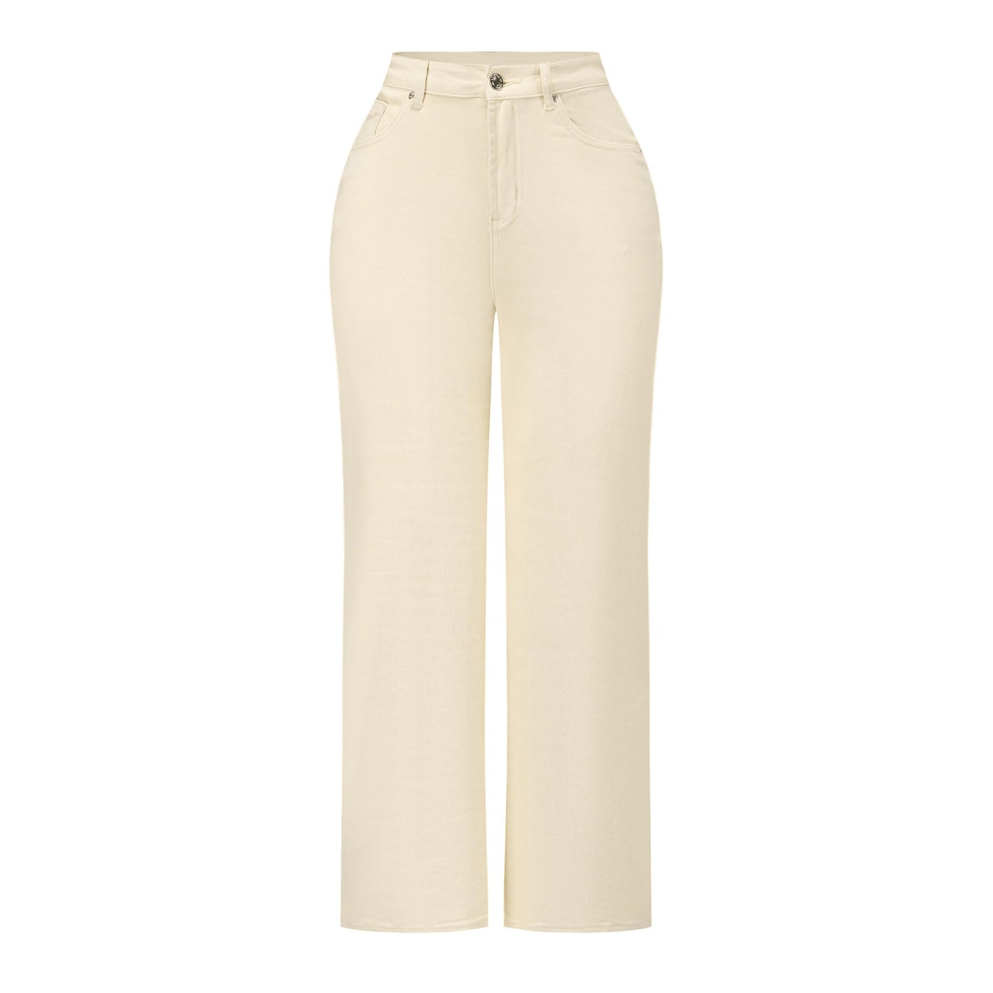THUNDER STAR Womens High Waisted Wide Leg Jeans Stretchy Distressed Denim Pants Light Blue XXL