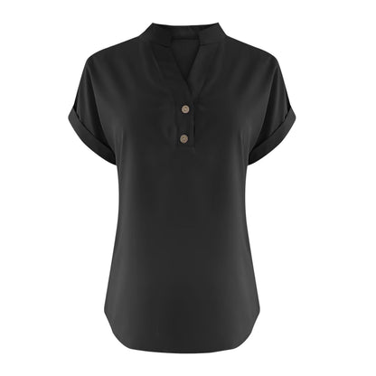 Big Spring Deals Summer Tops for Women 2025 Trendy Short Sleeve Cotton Linen Shirt Casual Button v Neck Tunic Blouses Outfits White Travel Shirts for Women M