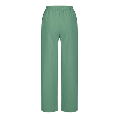 Womens Summer Pants Lightweight Casual Cotton Linen Pants for Women 2025 Summer Gauze Drawstring High Waisted Wide Leg Trousers Beach Vacation Clothes White XL