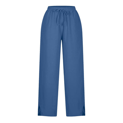 Womens Summer Pants Lightweight Casual Cotton Linen Pants for Women 2025 Summer Gauze Drawstring High Waisted Wide Leg Trousers Beach Vacation Clothes White XL