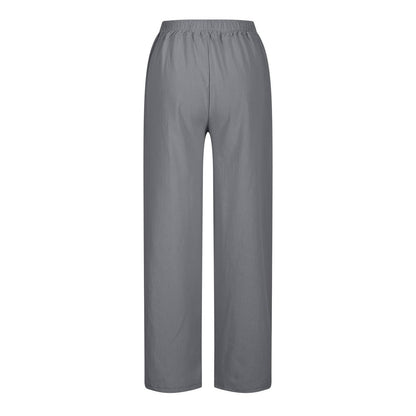 Womens Summer Pants Lightweight Casual Cotton Linen Pants for Women 2025 Summer Gauze Drawstring High Waisted Wide Leg Trousers Beach Vacation Clothes White XL