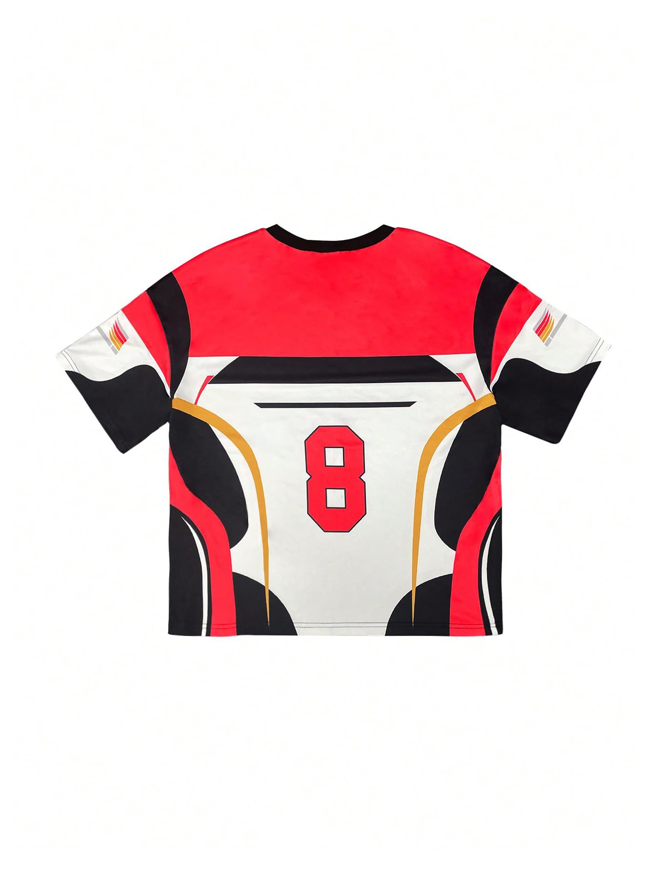 MakeMeChic Women's Jersey Shirts Number Graphic Oversized Y2K Tee Tops White Orange X-Small