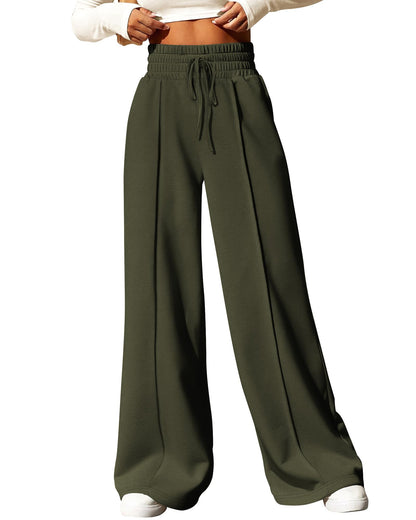 BTFBM Womens Wide Leg Sweatpants Casual Loose Solid Color Pants Comfy Lounge Joggers Baggy Sweatpants Pockets(Solid Brick Red,Small)