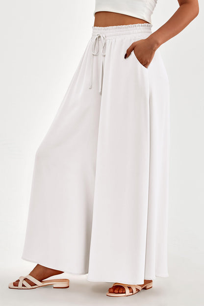 PRETTYGARDEN Women's 2025 Summer Wide Leg Palazzo Pants High Waisted Flowy Pockets Trendy Casual Lounge Boho Beach Trousers (Print Black,Small)