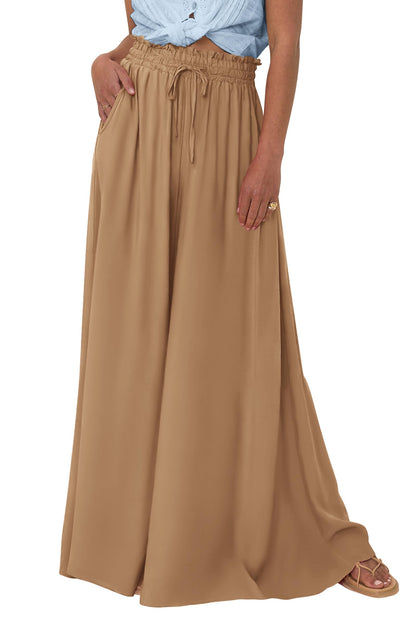 PRETTYGARDEN Women's 2025 Summer Wide Leg Palazzo Pants High Waisted Flowy Pockets Trendy Casual Lounge Boho Beach Trousers (Print Black,Small)
