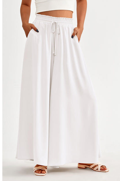 PRETTYGARDEN Women's 2025 Summer Wide Leg Palazzo Pants High Waisted Flowy Pockets Trendy Casual Lounge Boho Beach Trousers (Print Black,Small)
