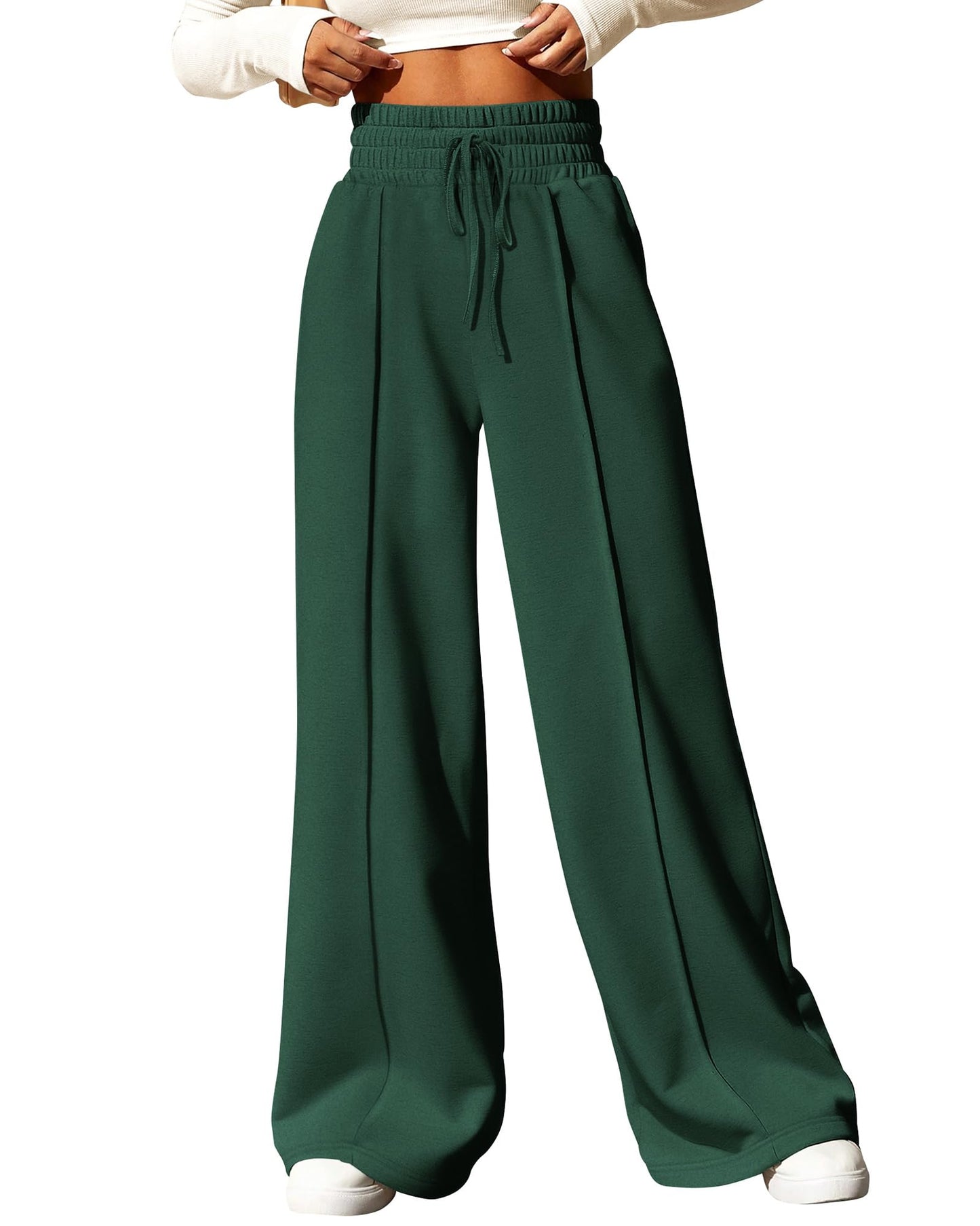 BTFBM Womens Wide Leg Sweatpants Casual Loose Solid Color Pants Comfy Lounge Joggers Baggy Sweatpants Pockets(Solid Brick Red,Small)