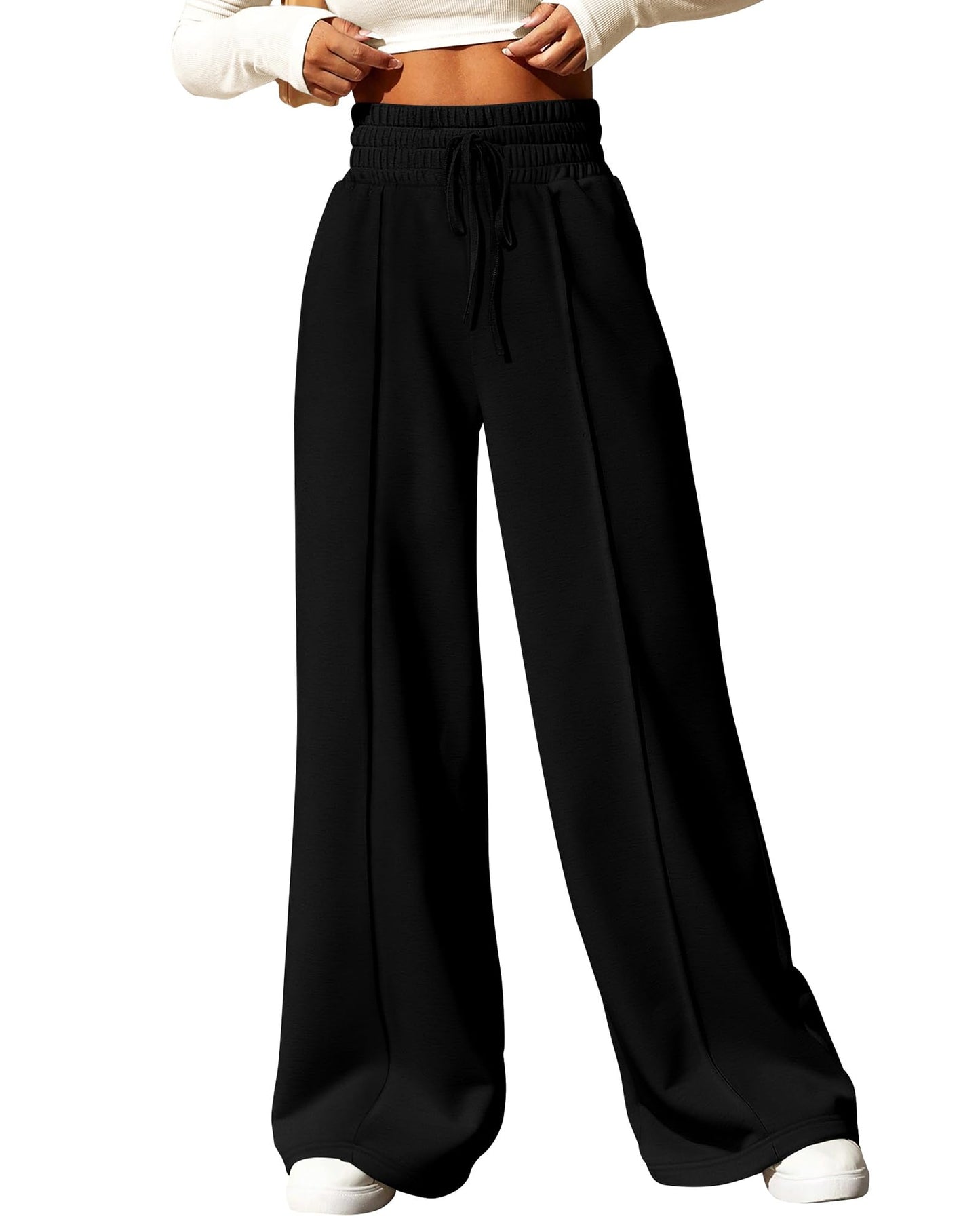 BTFBM Womens Wide Leg Sweatpants Casual Loose Solid Color Pants Comfy Lounge Joggers Baggy Sweatpants Pockets(Solid Brick Red,Small)