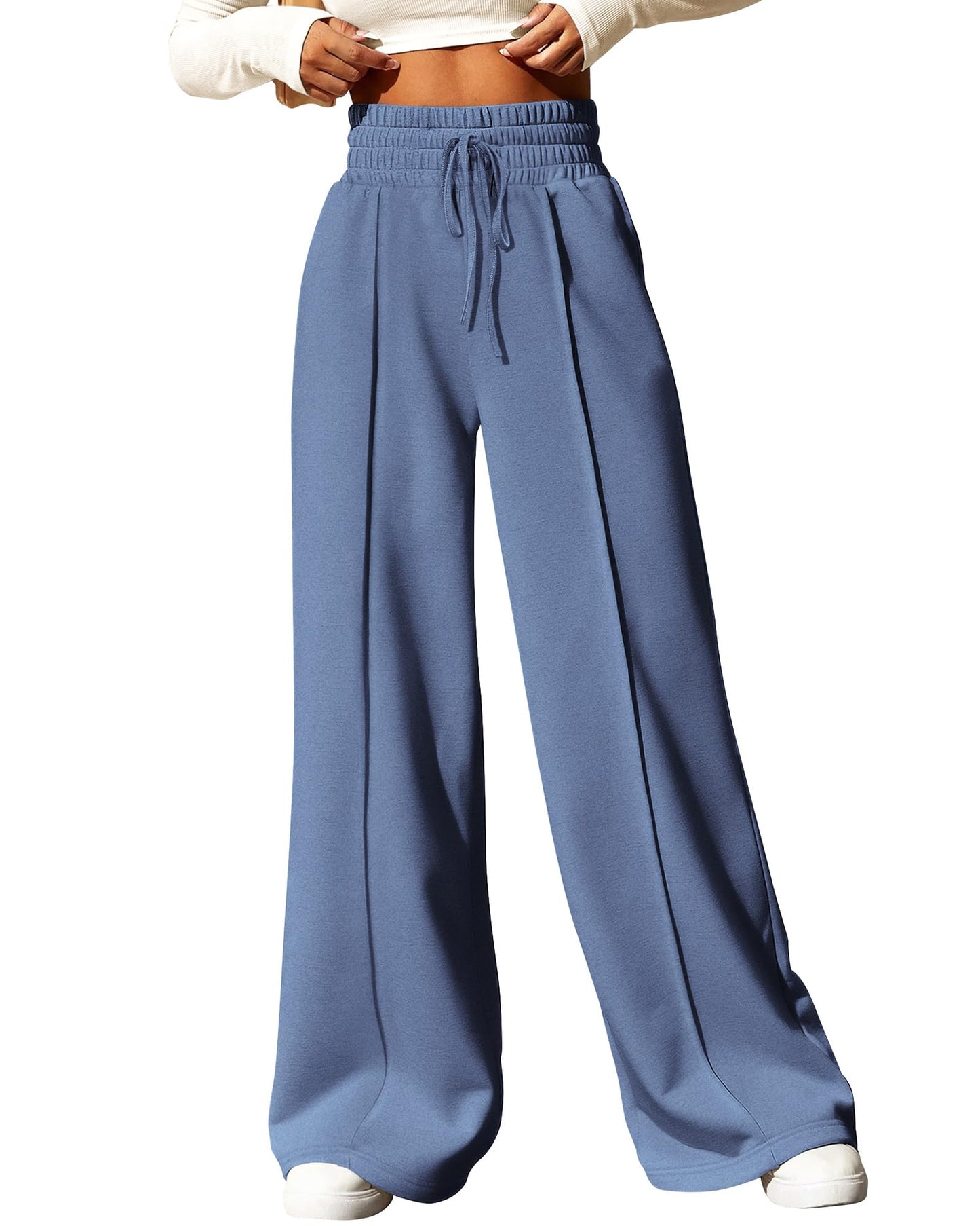 BTFBM Womens Wide Leg Sweatpants Casual Loose Solid Color Pants Comfy Lounge Joggers Baggy Sweatpants Pockets(Solid Brick Red,Small)