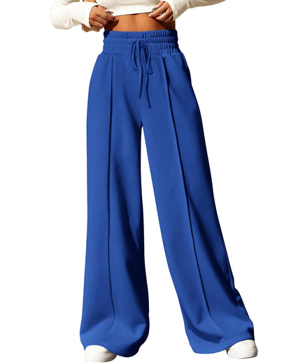 BTFBM Womens Wide Leg Sweatpants Casual Loose Solid Color Pants Comfy Lounge Joggers Baggy Sweatpants Pockets(Solid Brick Red,Small)