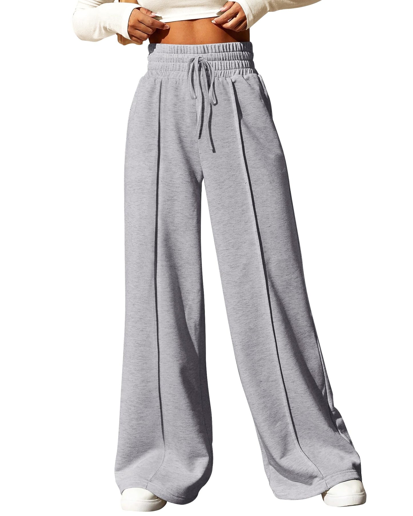 BTFBM Womens Wide Leg Sweatpants Casual Loose Solid Color Pants Comfy Lounge Joggers Baggy Sweatpants Pockets(Solid Brick Red,Small)
