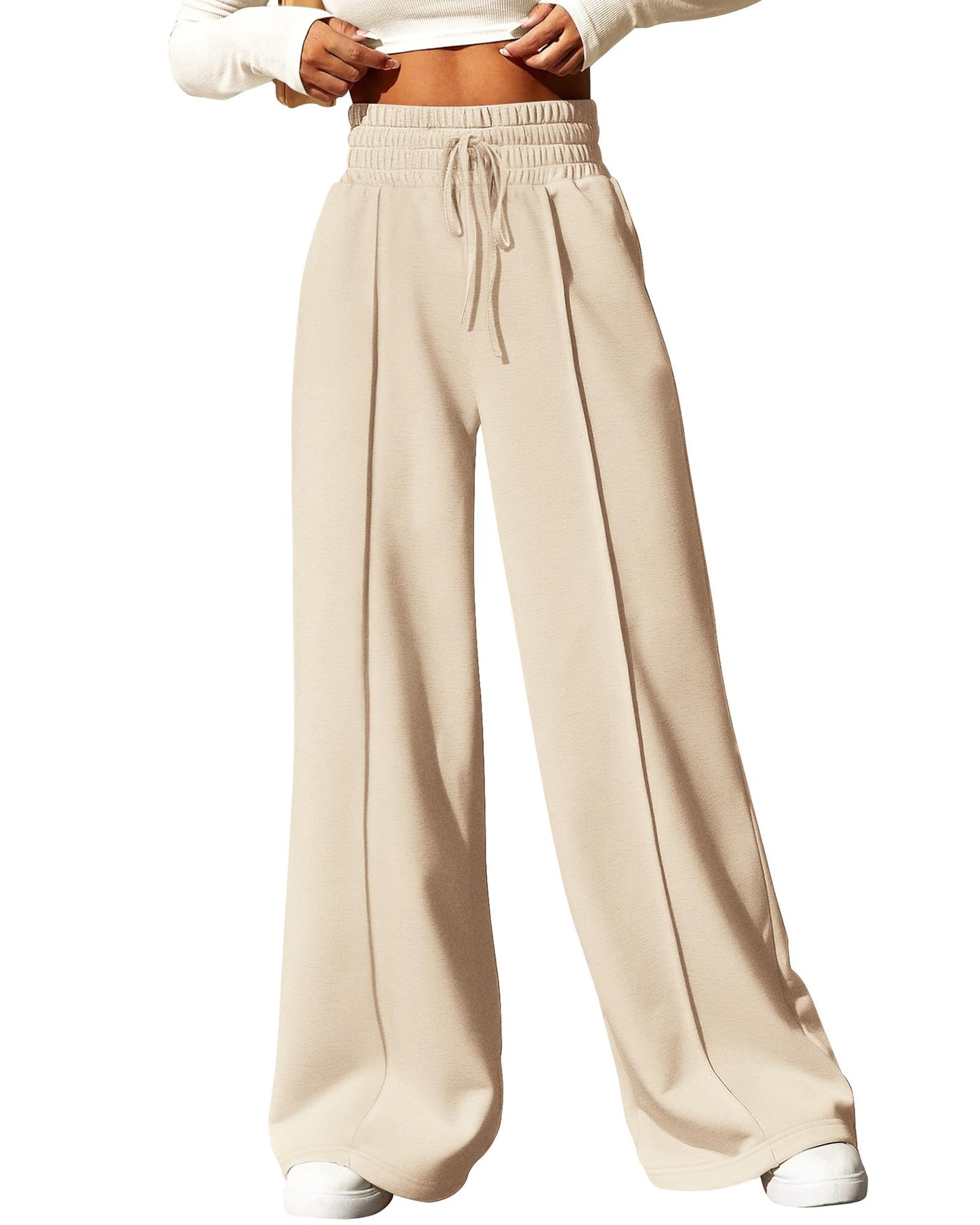 BTFBM Womens Wide Leg Sweatpants Casual Loose Solid Color Pants Comfy Lounge Joggers Baggy Sweatpants Pockets(Solid Brick Red,Small)