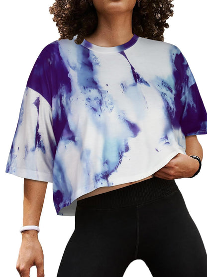 Summer Crop Tops for Womens Casual Half Sleeve Top Loose Fit Short Sleeve T Shirts Workout Oversized Tees(Black,M)