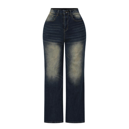 THUNDER STAR Womens High Waisted Wide Leg Jeans Stretchy Distressed Denim Pants Light Blue XXL