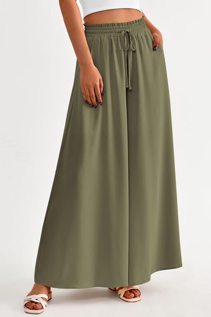 PRETTYGARDEN Women's 2025 Summer Wide Leg Palazzo Pants High Waisted Flowy Pockets Trendy Casual Lounge Boho Beach Trousers (Print Black,Small)