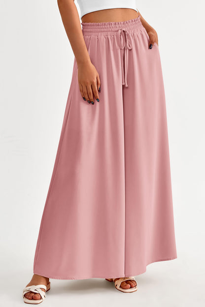 PRETTYGARDEN Women's 2025 Summer Wide Leg Palazzo Pants High Waisted Flowy Pockets Trendy Casual Lounge Boho Beach Trousers (Print Black,Small)