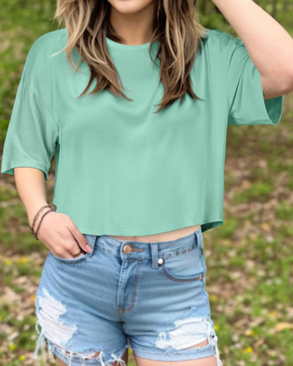 Summer Crop Tops for Womens Casual Half Sleeve Top Loose Fit Short Sleeve T Shirts Workout Oversized Tees(Black,M)