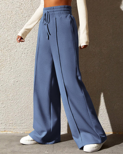 BTFBM Womens Wide Leg Sweatpants Casual Loose Solid Color Pants Comfy Lounge Joggers Baggy Sweatpants Pockets(Solid Brick Red,Small)