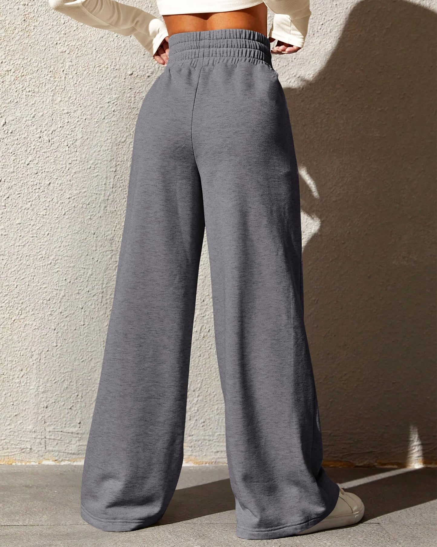 BTFBM Womens Wide Leg Sweatpants Casual Loose Solid Color Pants Comfy Lounge Joggers Baggy Sweatpants Pockets(Solid Brick Red,Small)