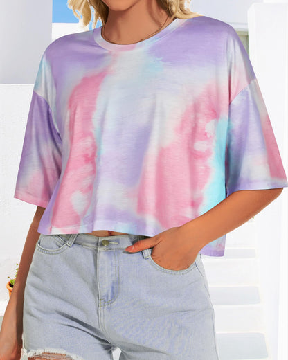 Summer Crop Tops for Womens Casual Half Sleeve Top Loose Fit Short Sleeve T Shirts Workout Oversized Tees(Black,M)